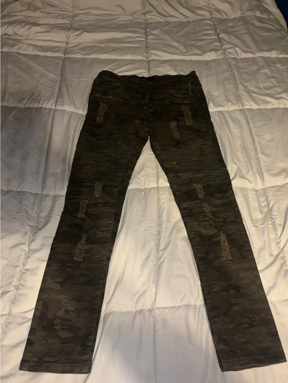 Slim Fit Men's Camouflage Jeans in Black - Casual Stretch